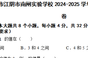 江苏省无锡市江阴市南闸实验学校2024-2025学年九年级上学期数学期中测试卷（含答案）
