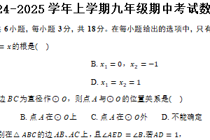 江苏省扬州市七校联考2024-2025学年上学期九年级期中考试数学试卷（含答案）