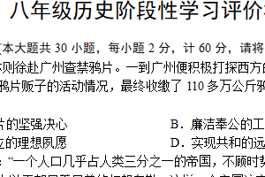 江苏省镇江市句容市2024-2025学年八年级上学期期中阶段性学习评价历史试题（含答案）