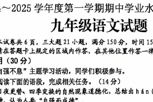 江苏省连云港市赣榆区2024-2025学年九年级上学期期中考试语文试题（含答案）