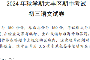 江苏省盐城市大丰区2024-2025学年九年级上学期11月期中语文试题（含答案）