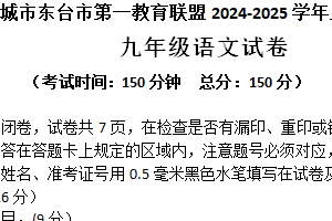 江苏省盐城市东台市第一教育联盟2024-2025学年九年级上学期11月期中语文试题（含答案）