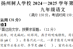 江苏省扬州中学教育集团树人学校2024-2025学年九年级上学期期中考试语文试题（含答案）