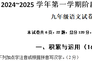 江苏省镇江市京口区京口中学、镇江市第十中学2024-2025学年九年级上学期11月期中联考语文试题（含答案）