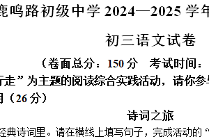 江苏省盐城市鹿鸣路初级中学2024-2025学年九年级上学期期中语文试题（含答案）