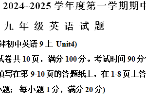 江苏省常州市武进区2024-2025学年九年级上学期期中考试英语试题（含解析）