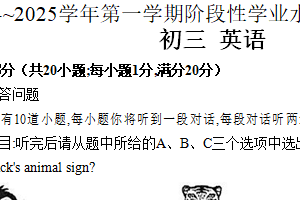 江苏省苏州市昆山、太仓、常熟、张家港四市2024-2025学年九年级上学期期中阳光测评英语卷（含答案）