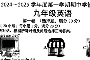 江苏省宿迁市沭阳县2024-2025学年九年级上学期11月期中英语试题（含答案+听力音频）