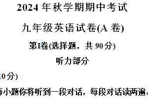 江苏省盐城市射阳县实验初级中学2024-2025学年九年级上学期期中考试英语A卷试题（含解析+听力音频）