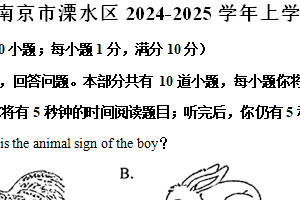江苏省南京市溧水区2024-2025学年上学期九年级期中英语试题（含答案）