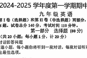 江苏省扬州市宝应县2024-2025学年九年级上学期11月期中考试英语试题（含答案）
