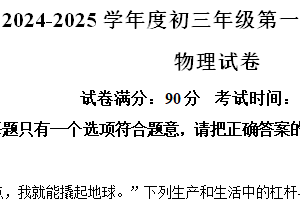 江苏省宿迁市洋河新区2024-2025学年九年级上学期11月期中物理试题（含解析）