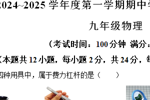 江苏省扬州市高邮市2024-2025学年九年级上学期期中考试物理试题（含解析）
