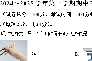 江苏省扬州市朱自清中学等2024-2025学年九年级上学期11月期中物理试题（含解析）