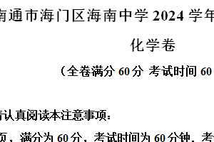 江苏省南通市海门区海南中学2024-2025学年九年级上学期11月期中化学试题（含解析）