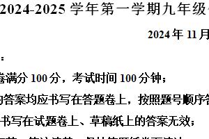 江苏省苏州市工业园区唯亭学校2024–2025学年九年级上学期11月期中考试化学试题（含解析）