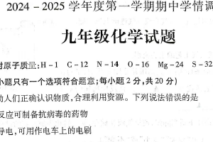 江苏省徐州市丰县2024-2025学年九年级上学期期中考试化学试题（含答案）