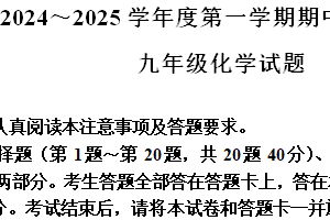 江苏省徐州市铜山区2024-2025学年九年级上学期11月期中考试化学试题（含解析）