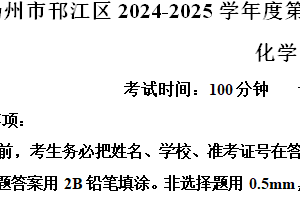 江苏省扬州市邗江区2024-2025学年九年级上学期期中考试化学试卷（含解析）