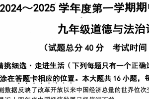 江苏省连云港市灌云县2024-2025学年九年级上学期11月期中道德与法治试题（含答案）