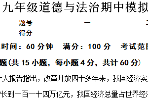 江苏省南京市南京大学附属中学 2024-2025学年九年级上学期期中道德与法治试卷（含解析）