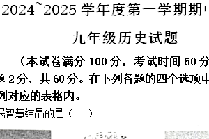 江苏省徐州市新沂市2024-2025学年部编版九年级上学期期中历史试题（含答案）