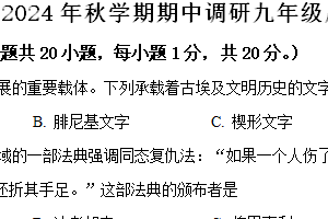 江苏省盐城市盐都区2024-2025学年九年级上学期期中历史试题（含解析）