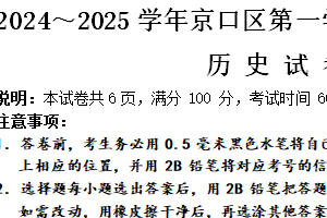 江苏省镇江市第十中学2024-2025学年部编版九年级上学期11月期中考试历史试题（含答案）