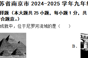 江苏省南京市2024-2025学年九年级上学期期中历史试题（含答案）