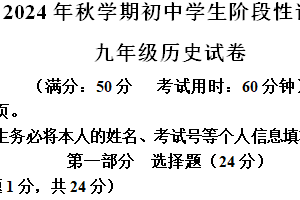江苏省泰州市兴化市2024-2025学年九年级上学期期中历史试题（含答案）