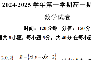 江苏省南京东南实验学校2024-2025学年高一上学期期中考试数学试题（含解析）