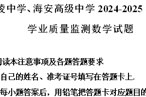 江苏省南京市金陵中学、海安高级中学2024-2025学年高一上学期期中学业质量监测数学试题（含解析）