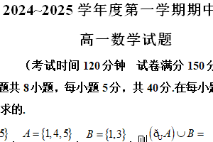 江苏省徐州市2024-2025学年高一上学期11月期中考试数学试题（含解析）
