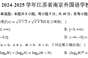 2024-2025学年江苏省南京外国语学校高一（上）期中数学试卷（含答案）