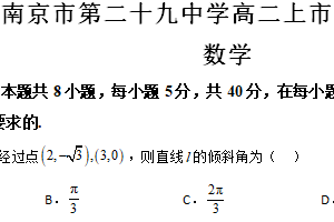 江苏省南京市第二十九中2024-2025学年高二上学期第二次月考（期中模拟）数学试题（含答案）