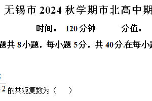 江苏省无锡市市北高级中学2024-2025学年高二上学期期中考试数学试题（含解析）