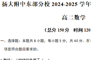 江苏省扬州市扬州大学附属中学东部分校2024-2025学年高二上学期期中考试数学试卷（含答案）