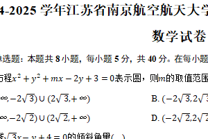 2024-2025学年江苏省苏州市南京航空航天大学苏州市附中高二（上）期中数学试卷（含答案）