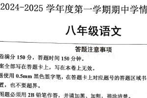 江苏省宿迁市宿城区新区教学共同体2024-2025学年八年级上学期11月期中语文试题（含答案）