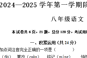 江苏省镇江市京口区京口中学、镇江市第十中学2024-2025学年八年级上学期11月期中语文试题（含答案）