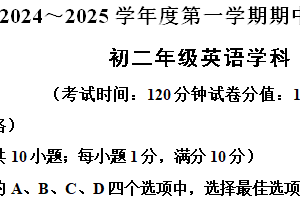江苏省宿迁市沭阳县外国语中学2024-2025学年八年级上学期期中模拟英语试题（含解析）