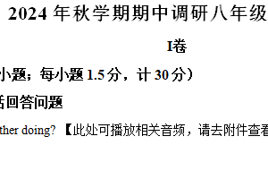江苏省盐城市亭湖区2024-2025学年八年级上学期期中调研联考英语试题（含解析+听力音频）