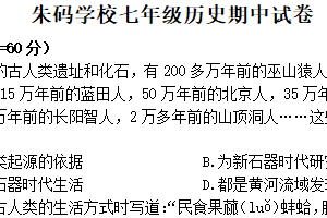 2024—2025学年度江苏省淮安市涟水县朱码学校七年级上学期期中历史试卷（含答案）