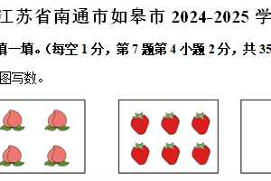 江苏省南通市如皋市2024-2025学年一年级上学期期中数学试卷（含解析）