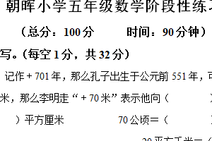 2024-2025学年江苏省南通市朝晖小学苏教版五年级上册期中测试数学试卷（含解析）