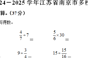 2024-2025学年江苏省南京市多校苏教版六年级上册期中测试数学试卷（含解析）