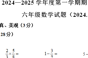 2024-2025学年江苏省徐州市沛县苏教版六年级上册期中测试数学试卷（含解析）