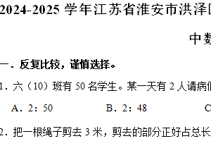 江苏省淮安市洪泽区三河小学等四校联考2024-2025学年六年级上学期期中数学试卷（含解析）