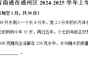 江苏省南通市通州区2024-2025学年六年级上学期期中数学试卷（含解析）