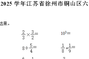 江苏省徐州市铜山区2024-2025学年六年级上学期期中数学试题（含解析）